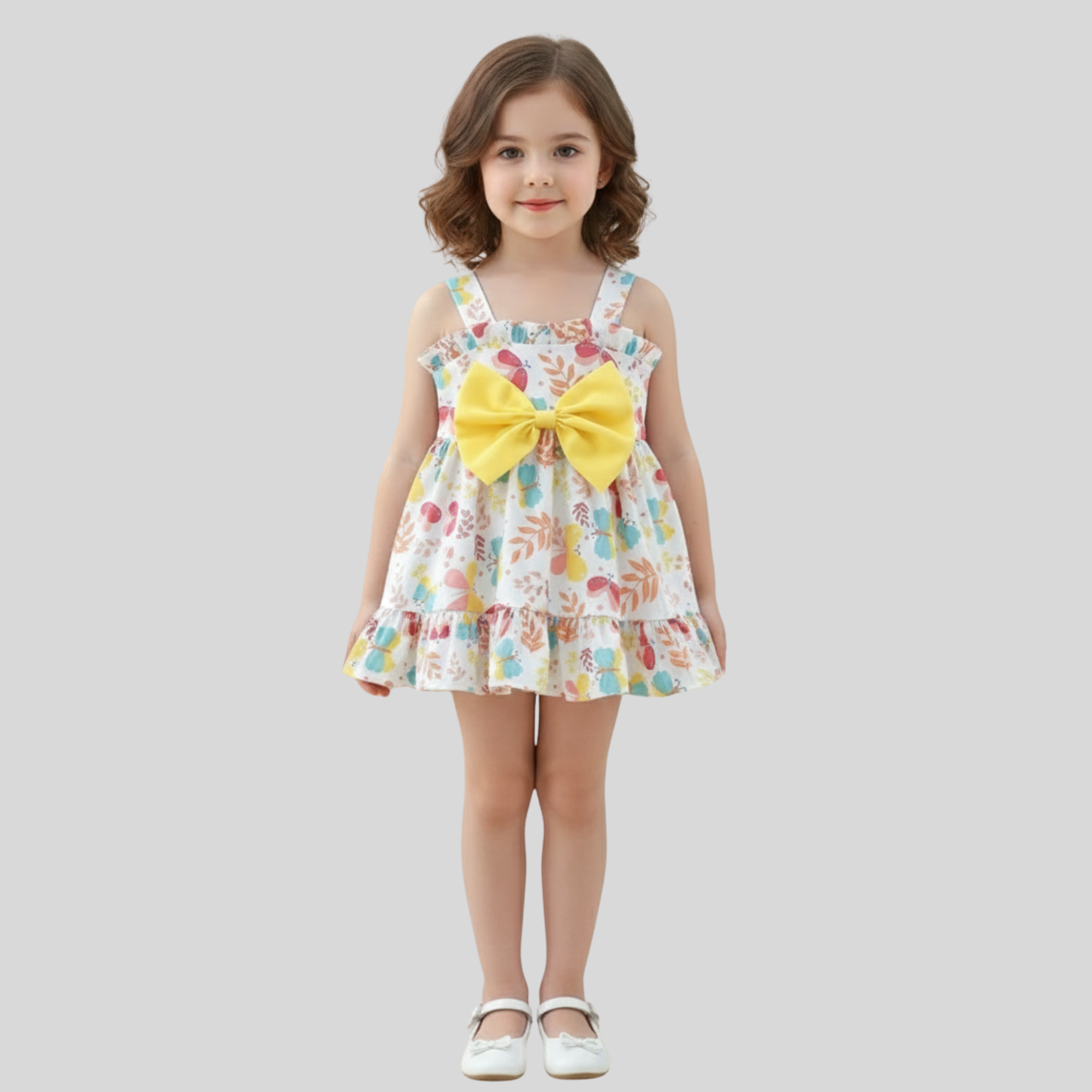 Butterfly Print Bow Frock for Girls
