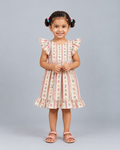 Kevora Apparels Girls’ Floral Print Flutter Sleeve Fit & Flare Dress - Multicolor