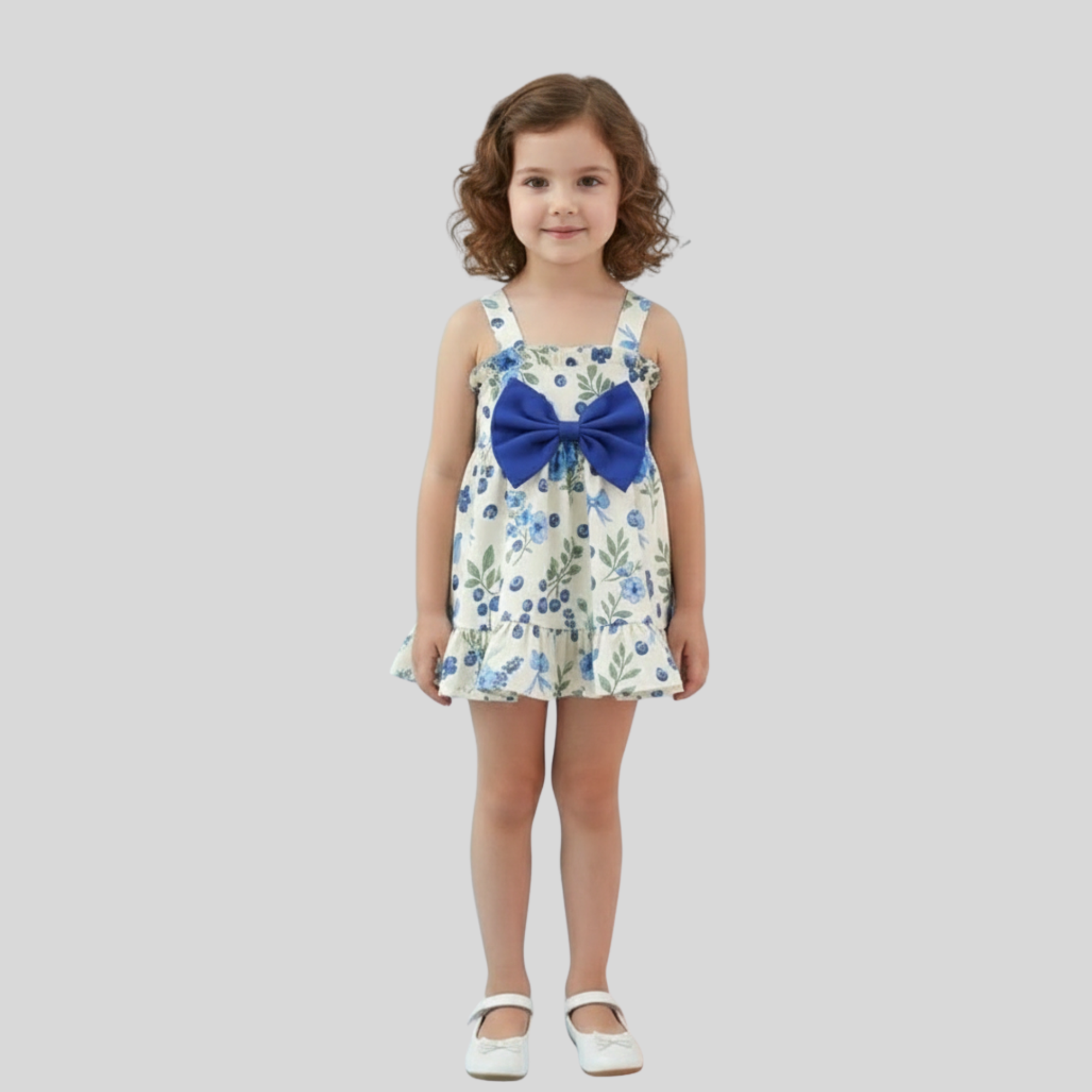 Blue Blossom Bow Frock for Girls