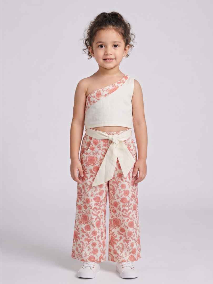 Kevora Peach Blossom One-Shoulder Co-ord Set