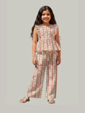 Girls Printed Co-Ord Set with Peplum Top & Flared Pants