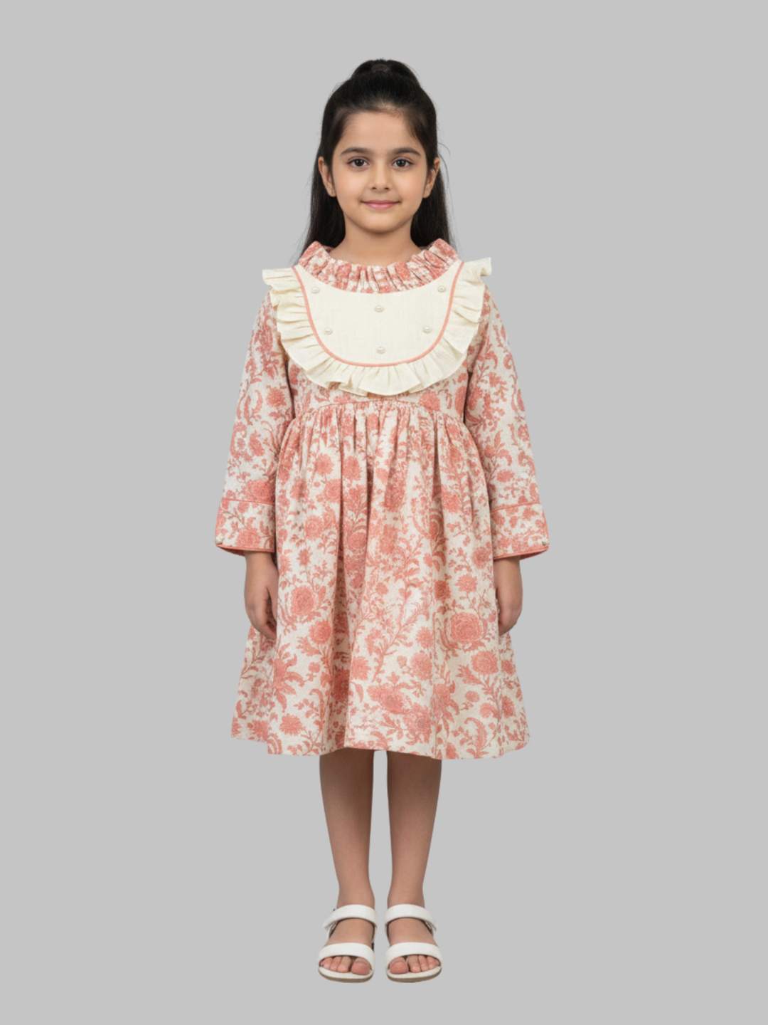 Kevora Apparels Cotton Blend Full Sleeves Floral Printed Dress