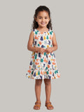 Cute animal printed sleeveless tiered dress for girls.
