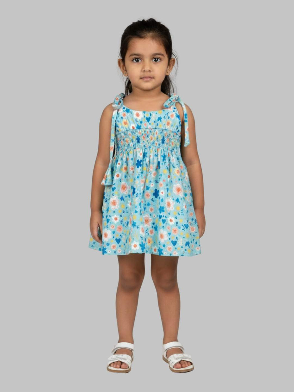 Kevora Apparels Cotton Blend Shoulder Straps Floral Printed Dress
