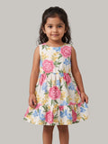 Girls Floral Sleeveless Tiered Cotton Dress