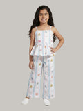 Girls' Printed Peplum Top & Palazzo Pants Co-Ord Set