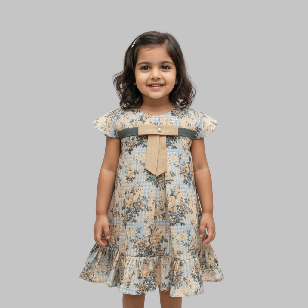 Floral Print Cold-Shoulder A-Line Dress