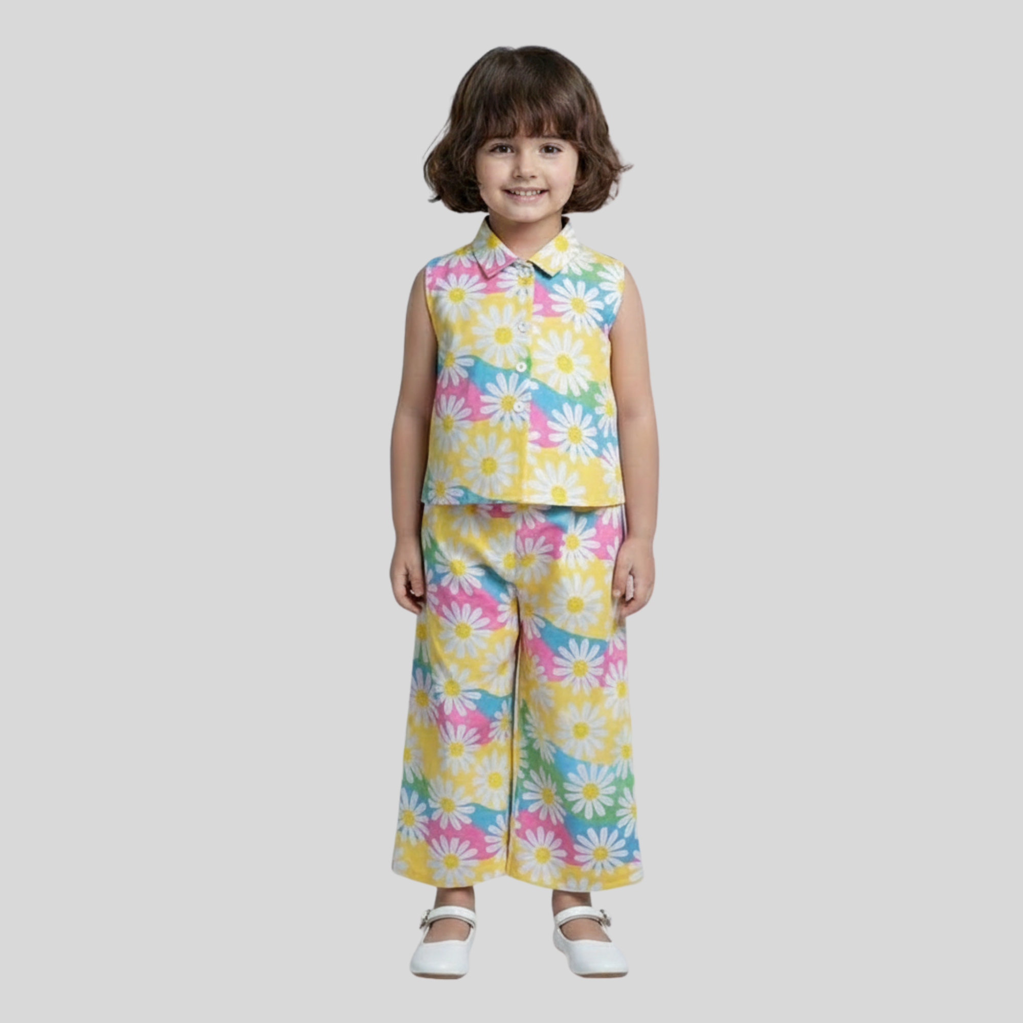 Girls Daisy Print Cotton Co-ord Set