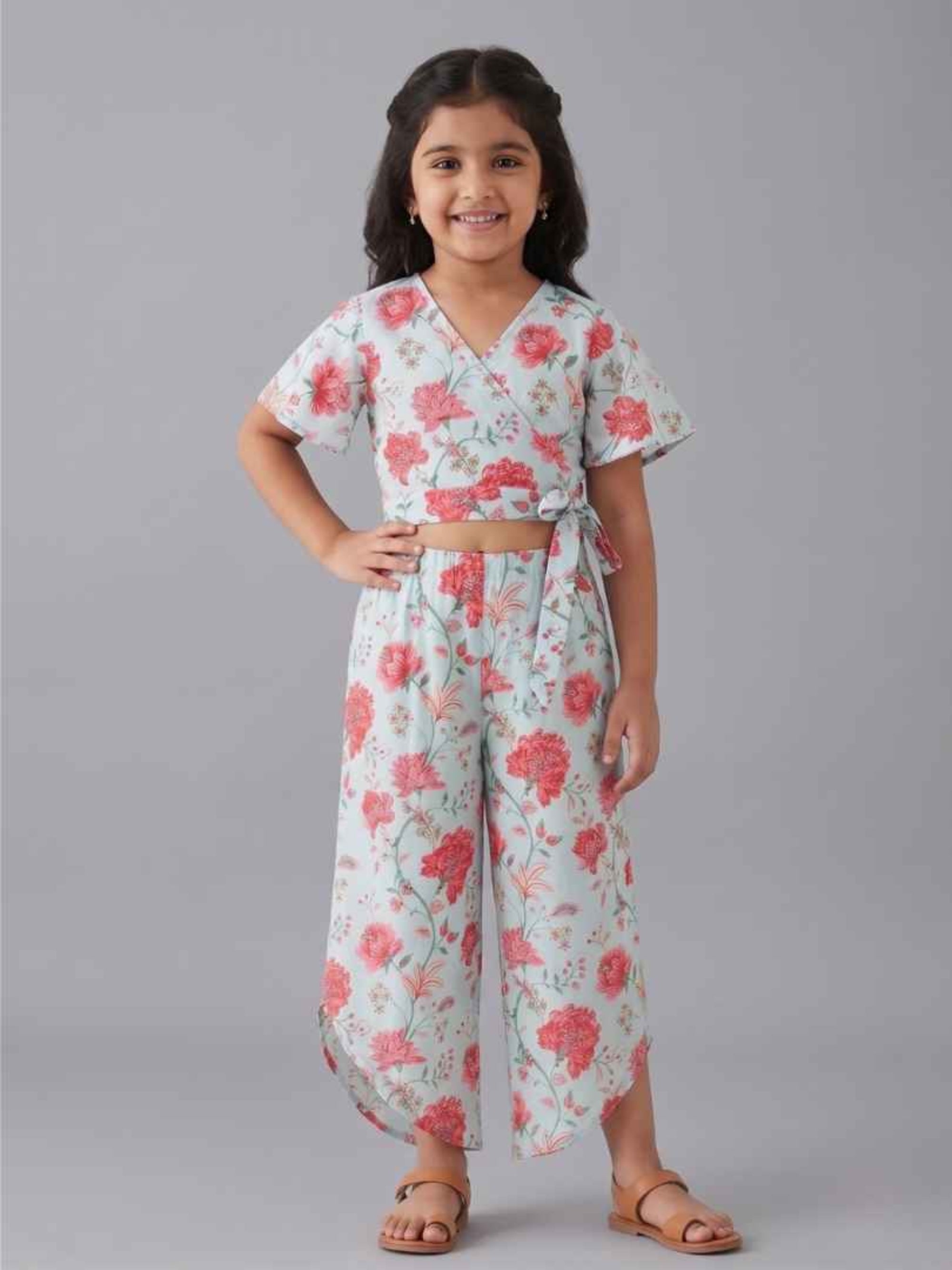 Kevora Blush Bloom Wrap Co-ord Set
