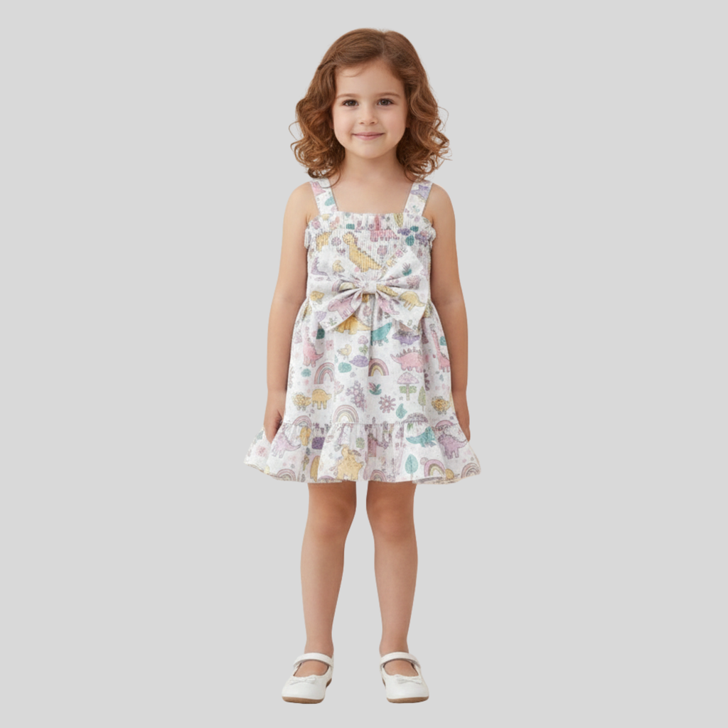 Dino Fantasy Bow Frock for Girls
