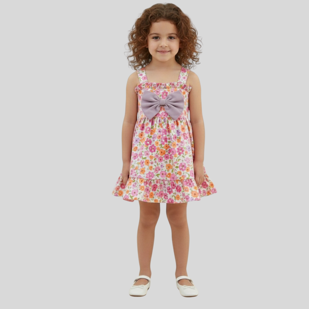 Lavender Bloom Bow Frock for Girls