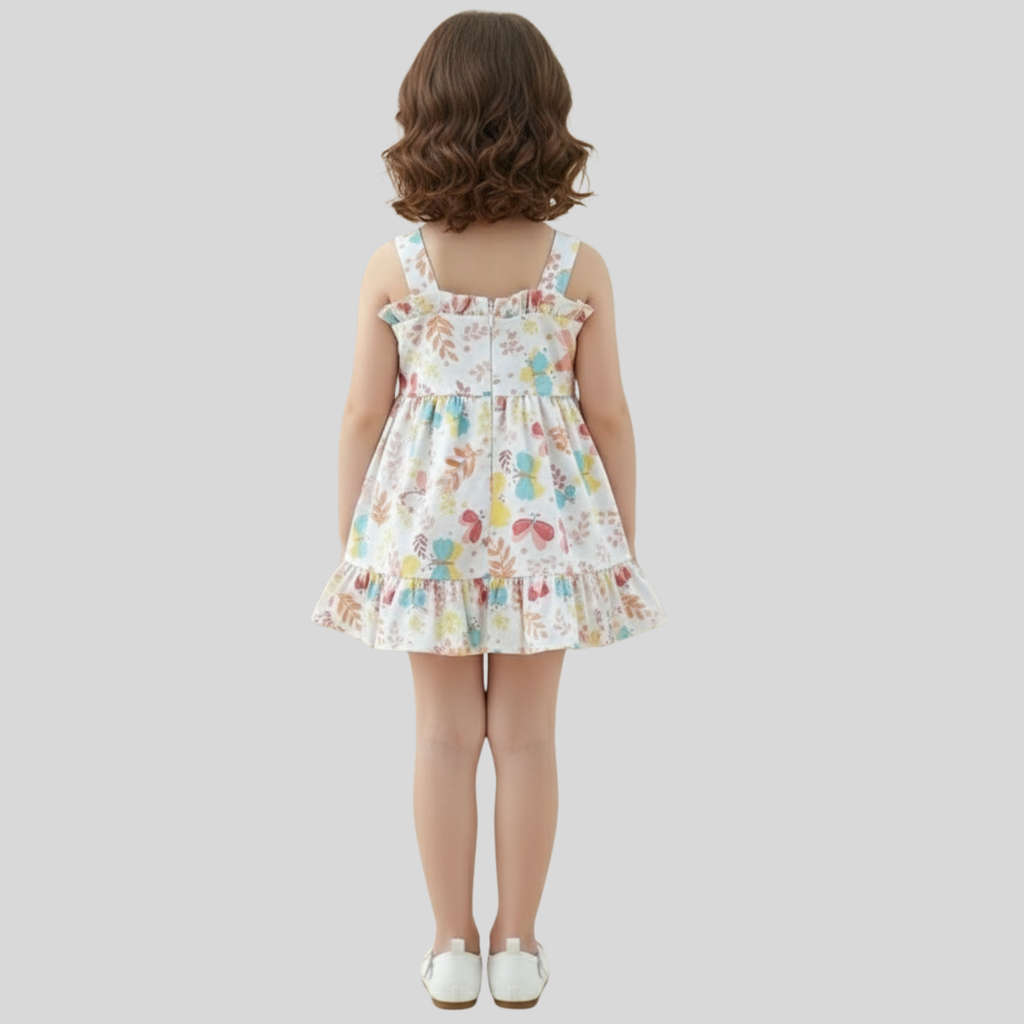 Butterfly Print Bow Frock for Girls