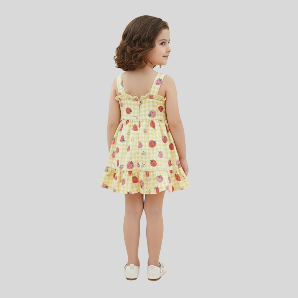 Strawberry Sunshine Smocked Cotton Dress