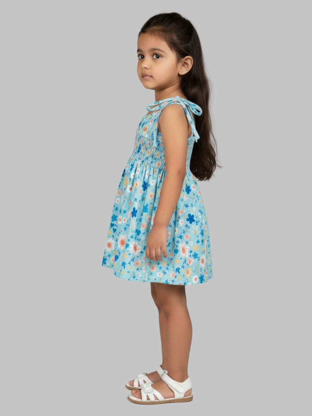 Kevora Apparels Cotton Blend Shoulder Straps Floral Printed Dress