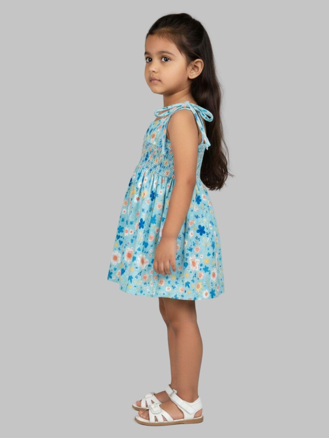 Kevora Apparels Cotton Blend Shoulder Straps Floral Printed Dress