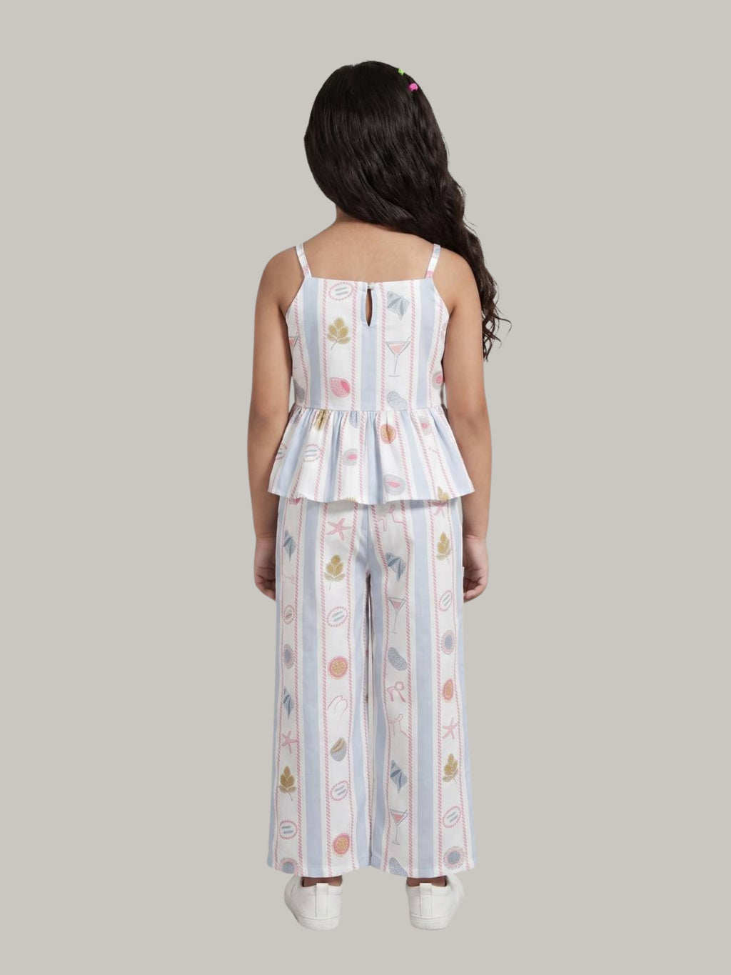 Girls' Printed Peplum Top & Palazzo Pants Co-Ord Set