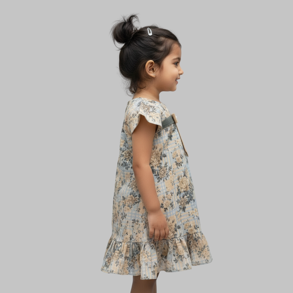 Floral Print Cold-Shoulder A-Line Dress
