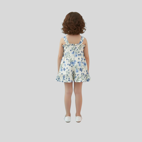 Blue Blossom Bow Frock for Girls