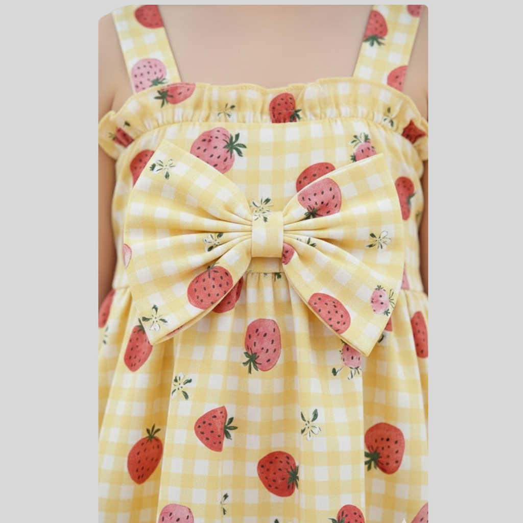 Strawberry Sunshine Smocked Cotton Dress