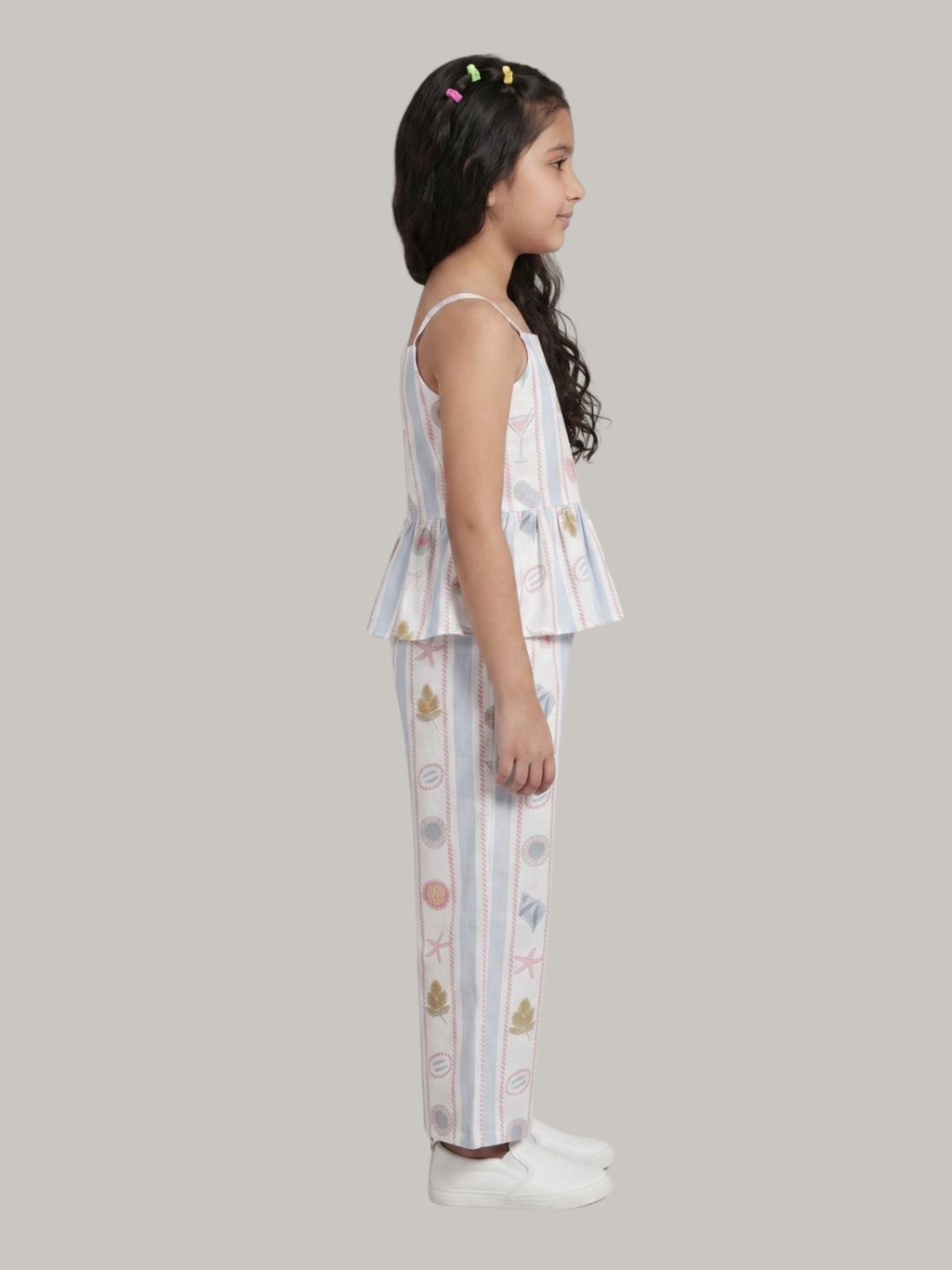 Girls' Printed Peplum Top & Palazzo Pants Co-Ord Set
