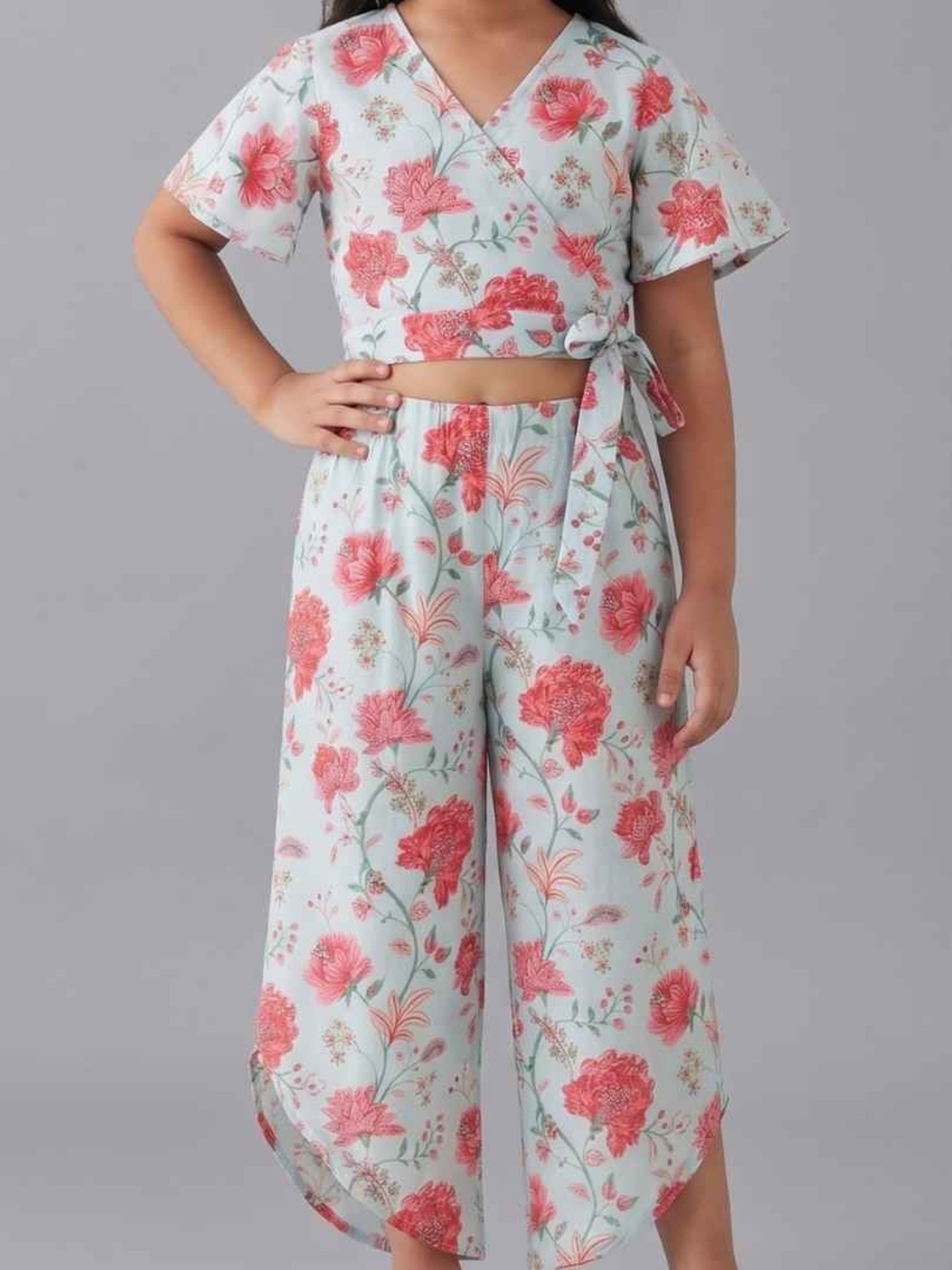 Kevora Blush Bloom Wrap Co-ord Set
