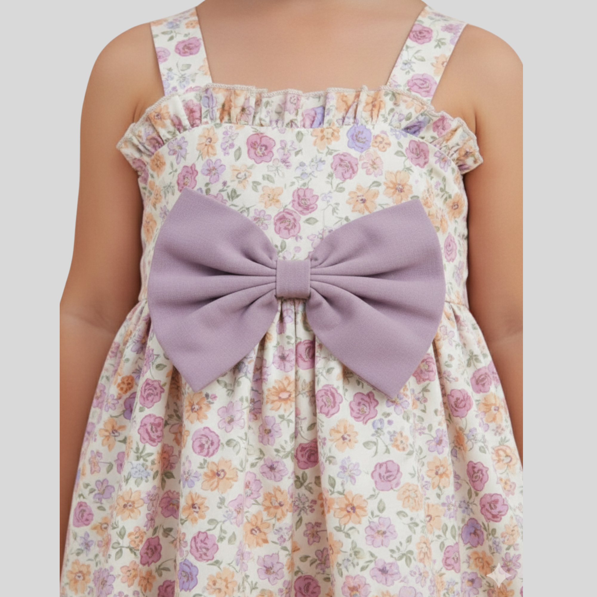 Lavender Bloom Bow Frock for Girls