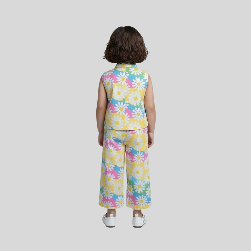 Girls Daisy Print Cotton Co-ord Set