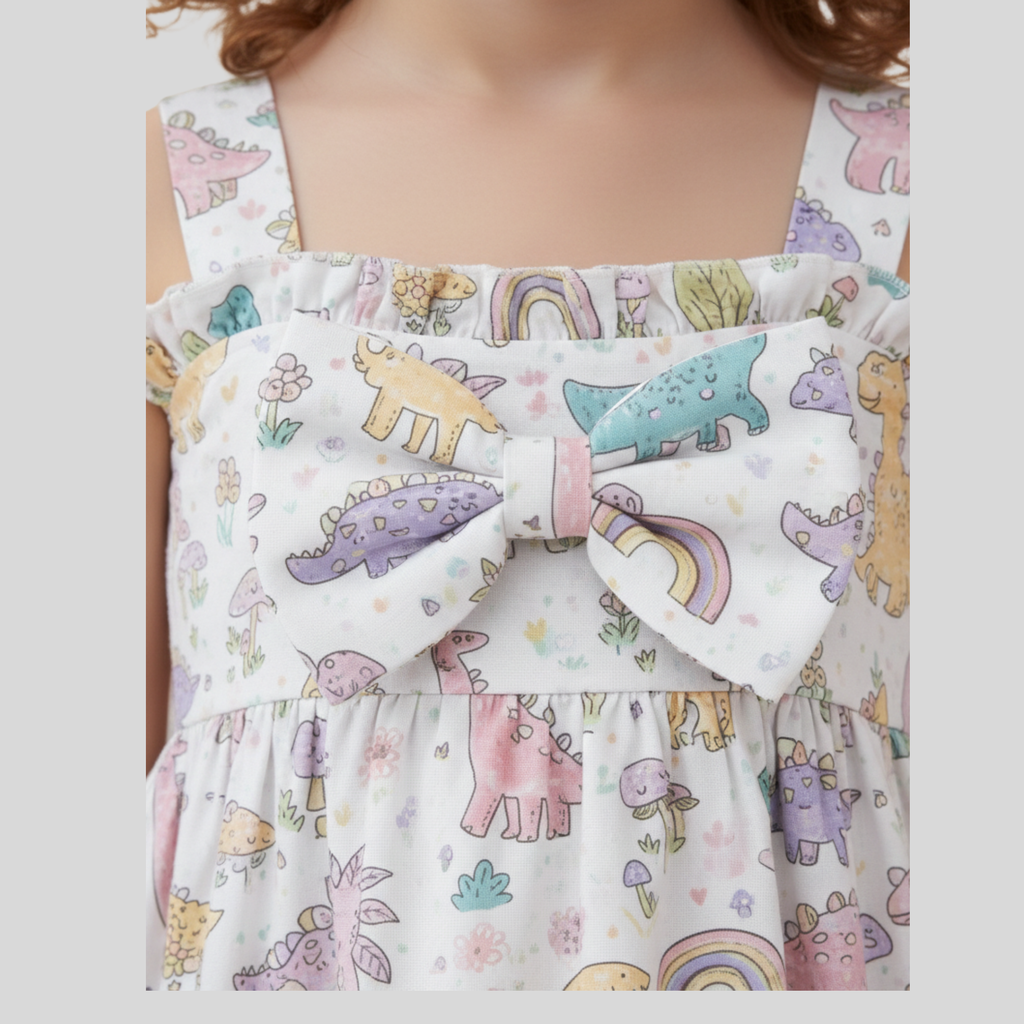 Dino Fantasy Bow Frock for Girls