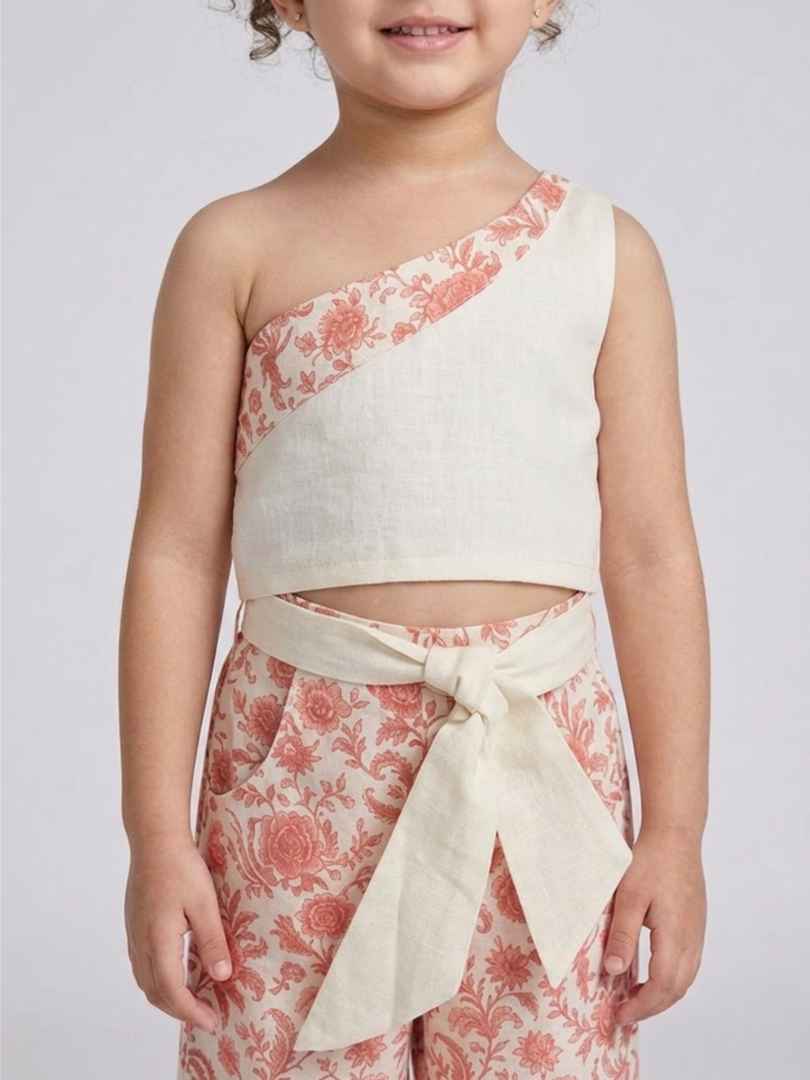 Kevora Peach Blossom One-Shoulder Co-ord Set