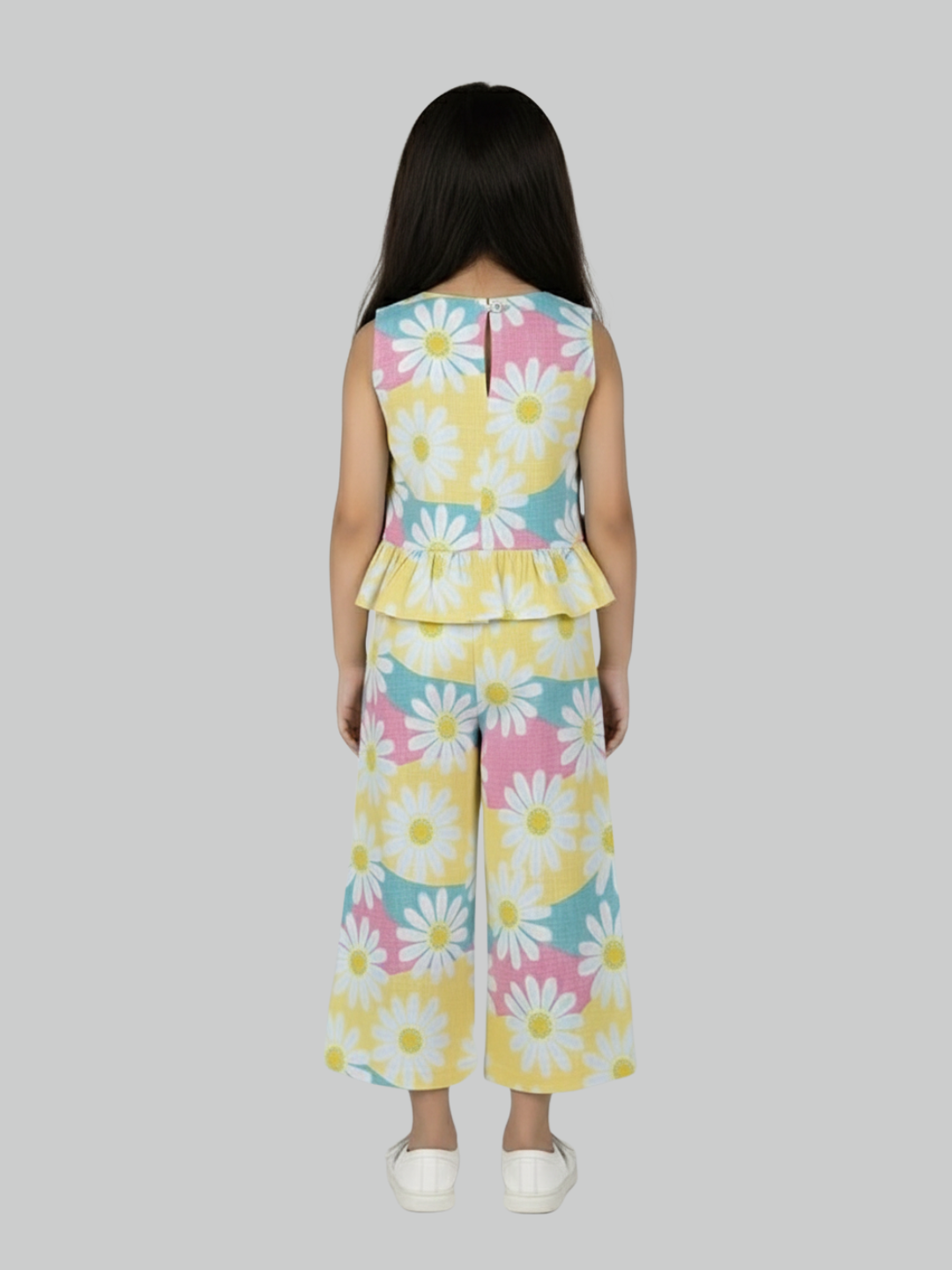 Girls Daisy Print Peplum Top & Palazzo Co-Ord Set