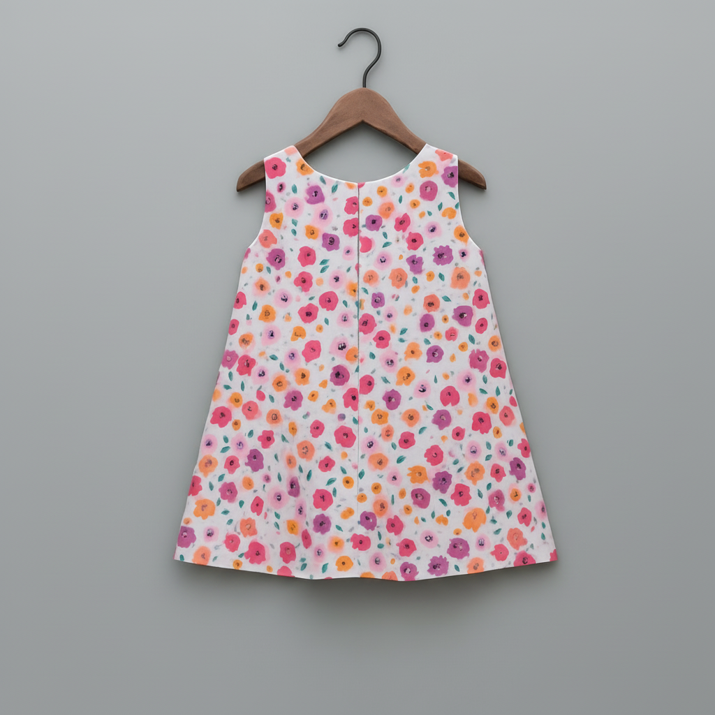 Girls Floral Asymmetrical Ruffle Dress with Statement Bow – Sleeveless Party Wear | Kevora Kidswear