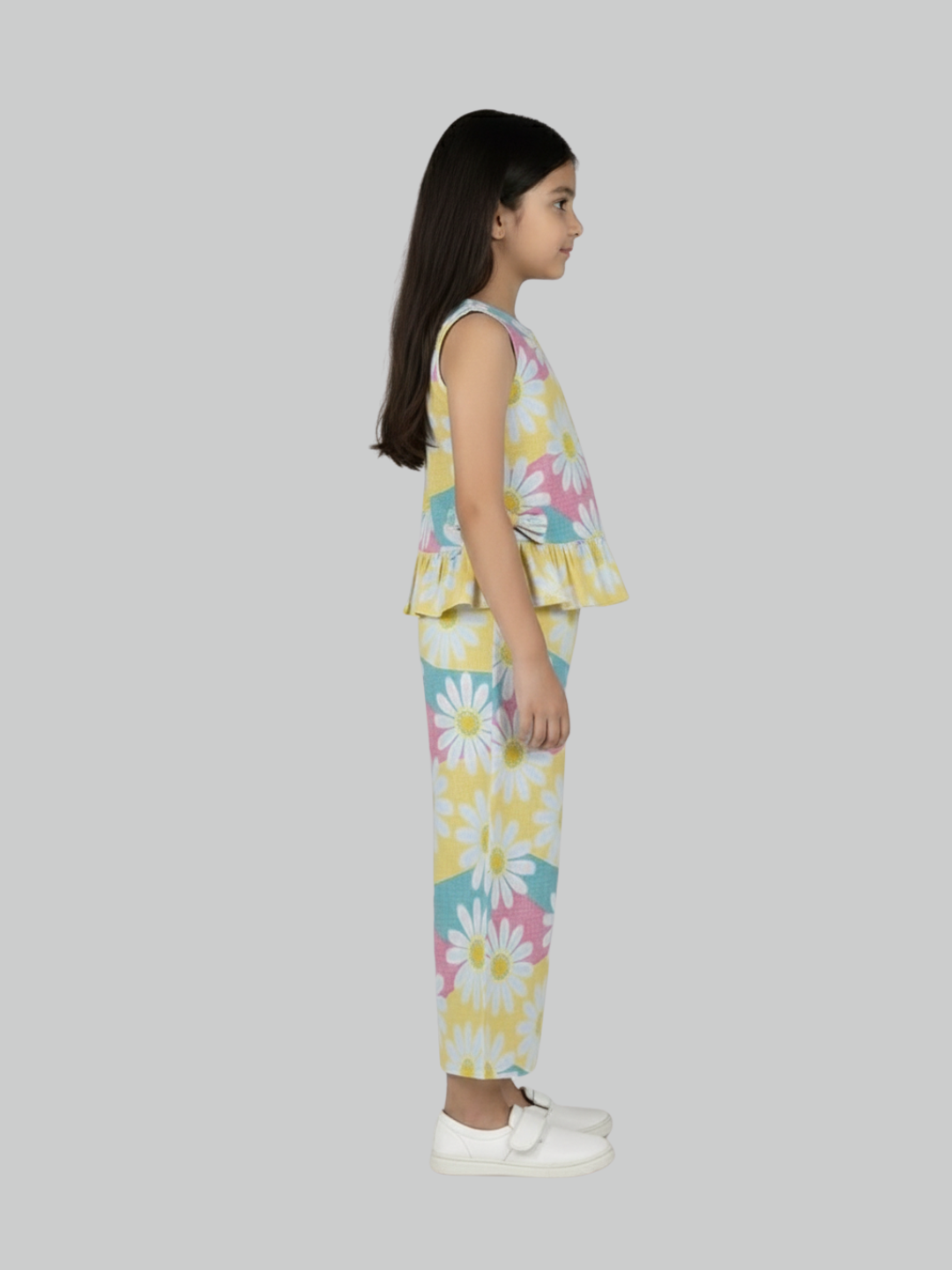 Girls Daisy Print Peplum Top & Palazzo Co-Ord Set